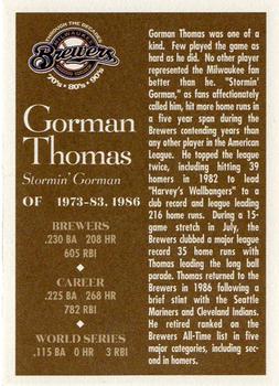 2000 Milwaukee Journal Sentinel Brewers All Decades Team 1980s #NNO Gorman Thomas Back