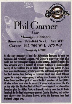 2000 Milwaukee Journal Sentinel Brewers All Decades Team 1990s #NNO Phil Garner Back