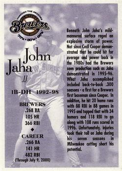 2000 Milwaukee Journal Sentinel Brewers All Decades Team 1990s #NNO John Jaha Back