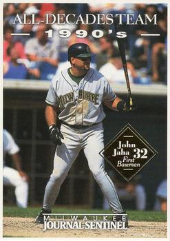 2000 Milwaukee Journal Sentinel Brewers All Decades Team 1990s #NNO John Jaha Front