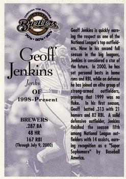 2000 Milwaukee Journal Sentinel Brewers All Decades Team 1990s #NNO Geoff Jenkins Back