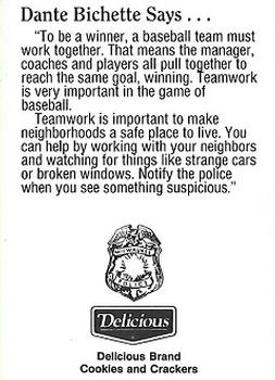 1992 Milwaukee Brewers Police #NNO Dante Bichette Back