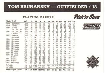 1994 Milwaukee Brewers Police #NNO Tom Brunansky Back