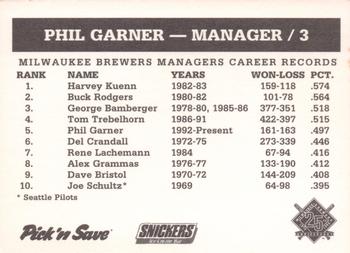 1994 Milwaukee Brewers Police #NNO Phil Garner Back