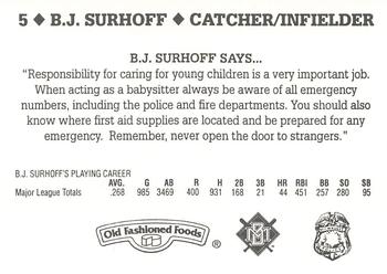 1995 Milwaukee Brewers Police #NNO B.J. Surhoff Back