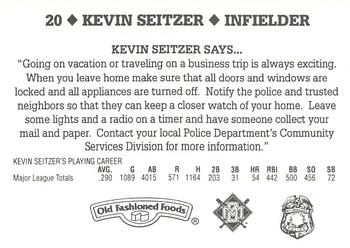 1995 Milwaukee Brewers Police #NNO Kevin Seitzer Back
