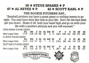 1995 Milwaukee Brewers Police #NNO Scott Karl / Steve Sparks / Alberto Reyes Back