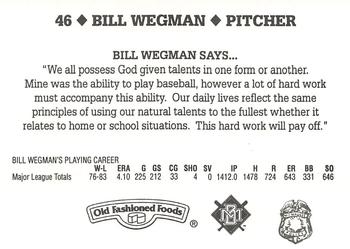 1995 Milwaukee Brewers Police #NNO Bill Wegman Back