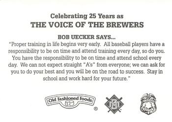 1995 Milwaukee Brewers Police #NNO Bob Uecker Back
