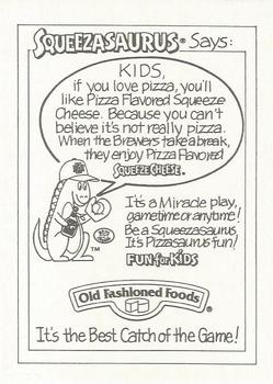 1995 Milwaukee Brewers Police #NNO Squeezasaurus Ad Back