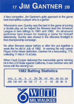 1992 Carlson Travel 1982 Milwaukee Brewers #17 Jim Gantner Back