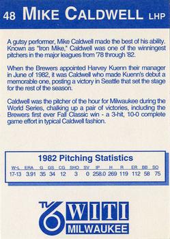 1992 Carlson Travel 1982 Milwaukee Brewers #48 Mike Caldwell Back