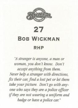 2000 Milwaukee Brewers Police #NNO Bob Wickman Back