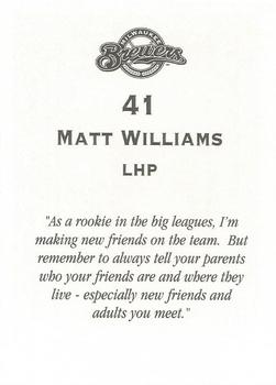 2000 Milwaukee Brewers Police #NNO Matt Williams Back