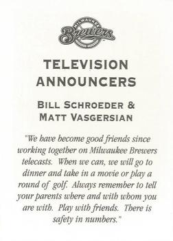 2000 Milwaukee Brewers Police #NNO Bill Schroeder / Matt Vasgersian Back