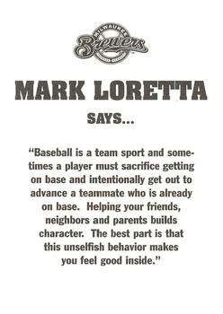 2001 Milwaukee Brewers Police #NNO Mark Loretta Back