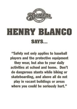 2001 Milwaukee Brewers Police #NNO Henry Blanco Back