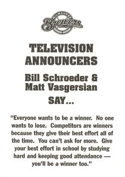 2001 Milwaukee Brewers Police #NNO Bill Schroeder / Matt Vasgersian Back