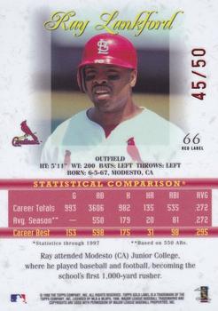 1998 Topps Gold Label - Class 2 Red Label #66 Ray Lankford Back
