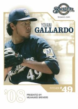 2008 Milwaukee Brewers Police #NNO Yovani Gallardo Front