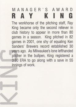 2002 Milwaukee Brewers Diamond Celebration #NNO Ray King Back