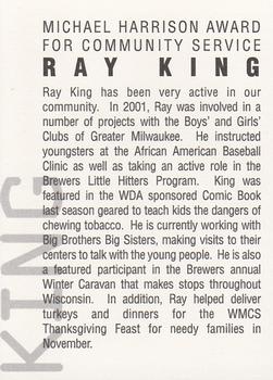 2002 Milwaukee Brewers Diamond Celebration #NNO Ray King Back