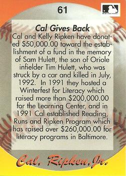 1995 Star Cal Ripken, Jr. 80 (Unlicensed) #61 Cal Ripken Jr. Back