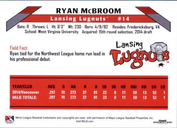2015 Grandstand Lansing Lugnuts #NNO Ryan McBroom Back
