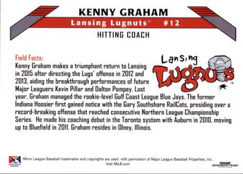 2015 Grandstand Lansing Lugnuts #NNO Kenny Graham Back