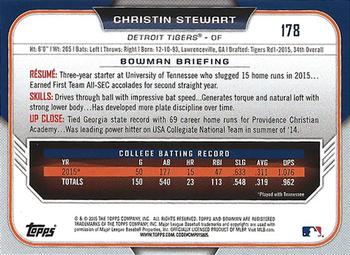 2015 Bowman Draft #178 Christin Stewart Back