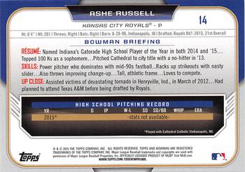 2015 Bowman Draft #14 Ashe Russell Back