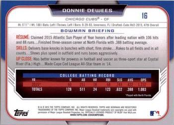 2015 Bowman Draft #16 Donnie Dewees Back