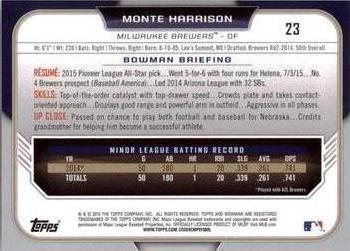 2015 Bowman Draft #23 Monte Harrison Back