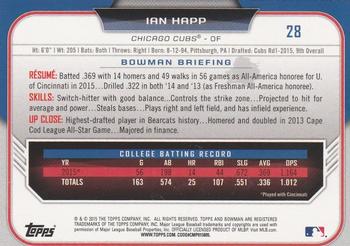 2015 Bowman Draft #28 Ian Happ Back