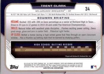2015 Bowman Draft #34 Trent Clark Back