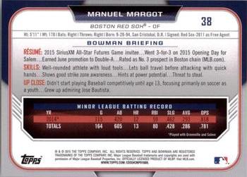 2015 Bowman Draft #38 Manuel Margot Back