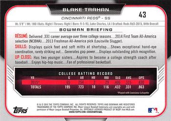 2015 Bowman Draft #43 Blake Trahan Back