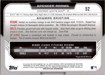 2015 Bowman Draft #52 Spencer Adams Back