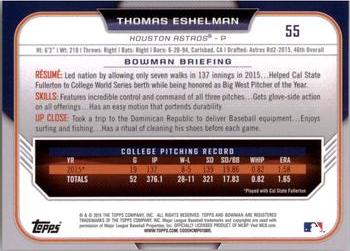 2015 Bowman Draft #55 Thomas Eshelman Back