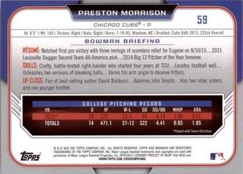 2015 Bowman Draft #59 Preston Morrison Back