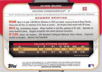 2015 Bowman Draft #60 Ryan Burr Back