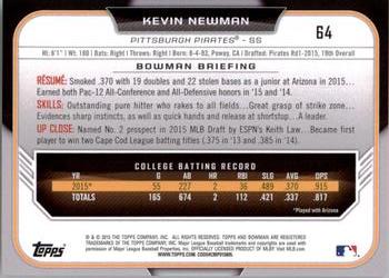 2015 Bowman Draft #64 Kevin Newman Back
