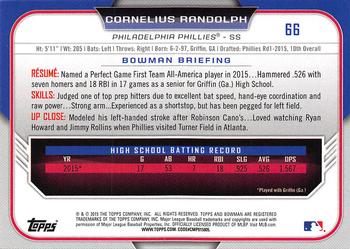 2015 Bowman Draft #66 Cornelius Randolph Back