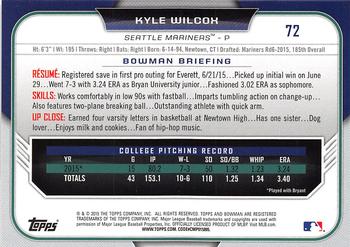 2015 Bowman Draft #72 Kyle Wilcox Back
