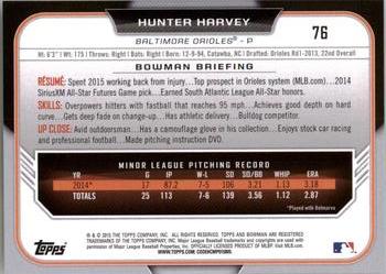2015 Bowman Draft #76 Hunter Harvey Back