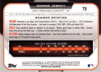 2015 Bowman Draft #79 Ronnie Jebavy Back