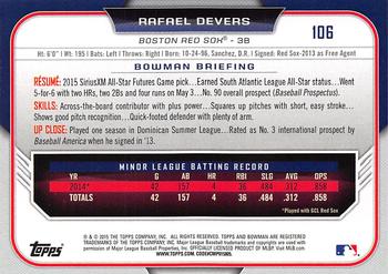 2015 Bowman Draft #106 Rafael Devers Back