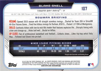 2015 Bowman Draft #107 Blake Snell Back