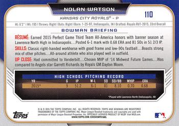 2015 Bowman Draft #110 Nolan Watson Back