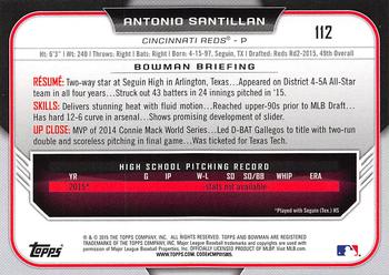 2015 Bowman Draft #112 Antonio Santillan Back
